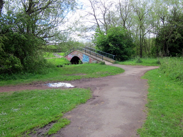 Two Paths Meet at Footbridge Over the Bourn Brook
