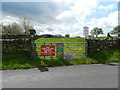 Field gate with notices