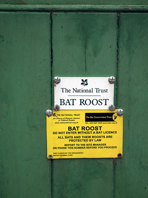 Brownsea Island bat roost - warning notice