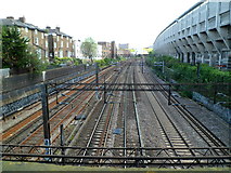 TQ2583 : A view east from Abbey Road railway bridge, London NW8 by Jaggery