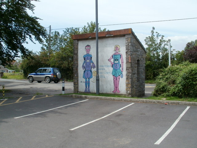 Back view of bus shelter artwork, Congresbury