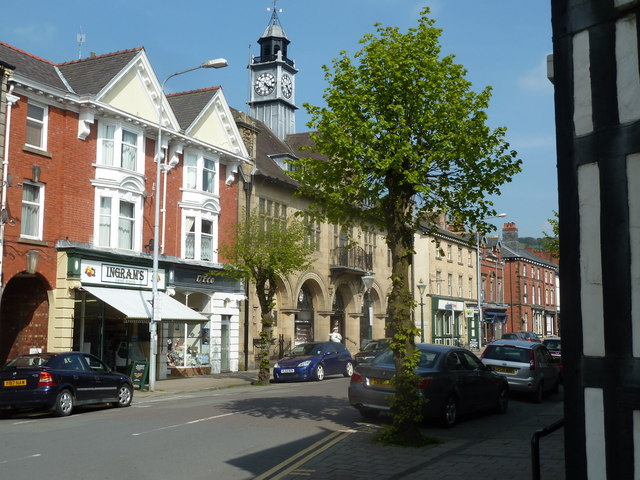 Great Oak Street and the town hall, Llanidloes