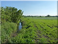 Farmland and a waterway just south of Watling Street