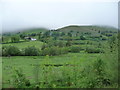 View to Pant-y-drain farm from the A470 road in May