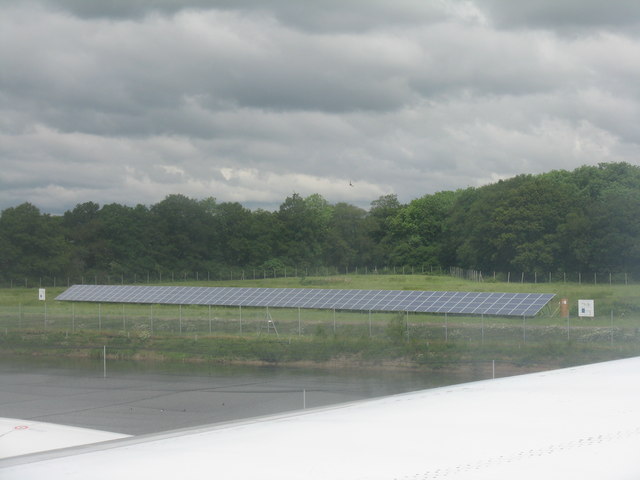 Solar panels and drainage area at Gatwick