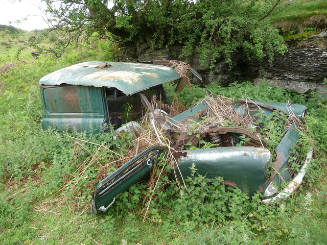 Abandoned van on Aberedw Common above... © Jeremy Bolwell :: Geograph ...