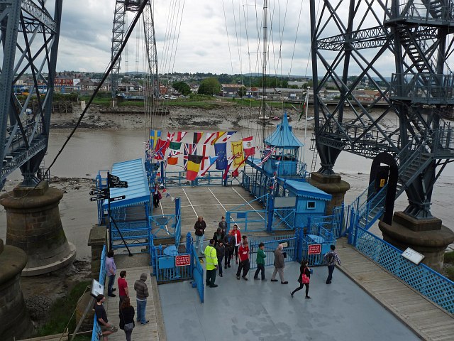 Passengers arriving at the eastern end of Newport Transporter Bridge
