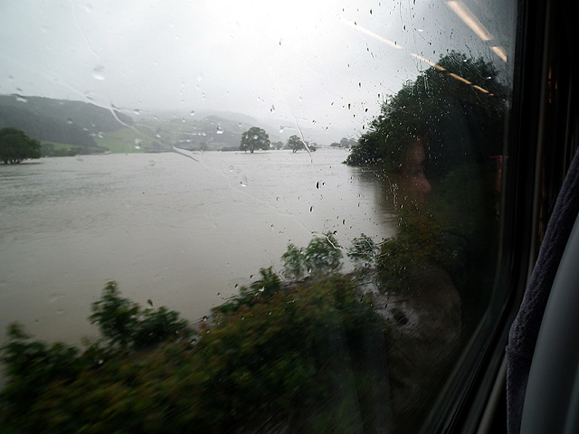 The flooded Afon Dyfi
