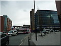 Looking across Arundel Gate towards Jurys Inn