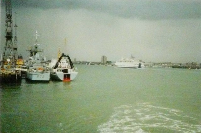 Brittany Ferries boat leaving port in 1990