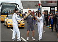 Olympic Torch in Brechin Road, Forfar at its junction with Muir Street at Zoar