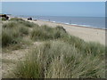 TG5211 : Sand dunes and beach at Caister-on-Sea by Richard Humphrey