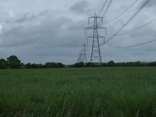 Crop field and pylons