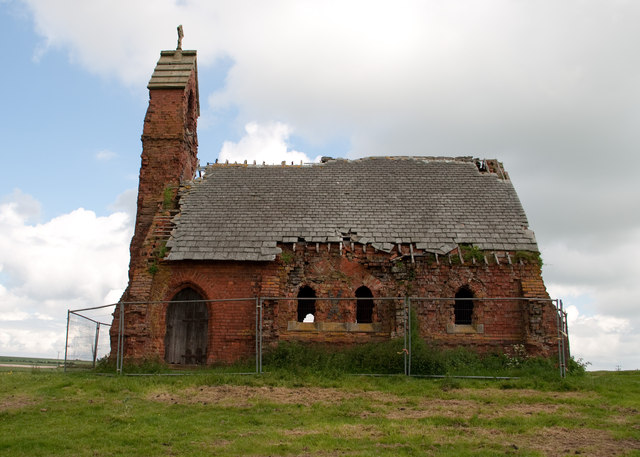 Southern elevation of the ruined church at Cottam