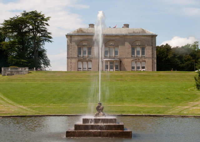 Southeast facade of Sledmere House seen from the fountain