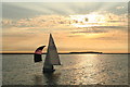 SJ2186 : Sailing boat on West Kirby Marine Lake by Andy Davis