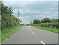 B1205 east nearing sharp left bend and road junction