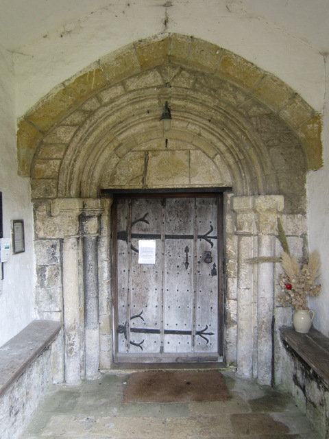 The ancient south door of St Martin's, Seamer