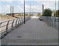 ST3187 : Riverside walk heading for George Street Bridge, Newport by Jaggery