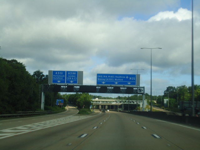 M25 junction with A3, Wisley © Stacey Harris :: Geograph Britain and ...