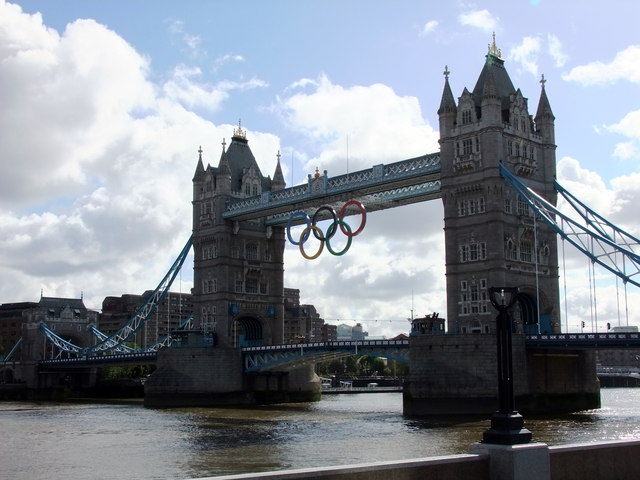 Olympic Rings on Tower Bridge for London 2012