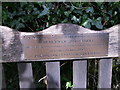 Plaque on bench