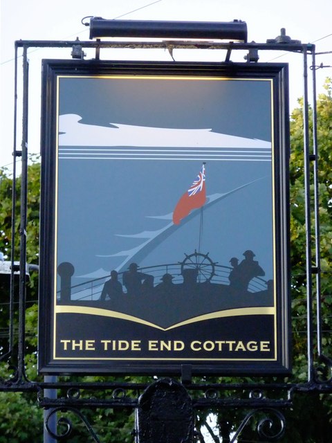 Pub sign: 'The Tide End Cottage', Teddington Lock