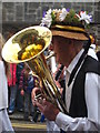 A musician in the Penzance Mazey Day Parade 2012