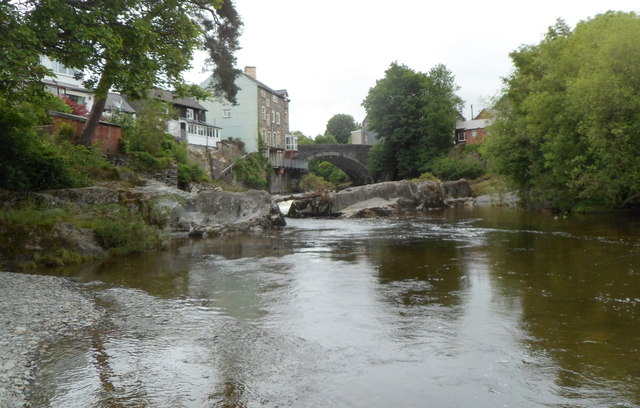Upstream along the Wye towards the Wye Bridge, Rhayader