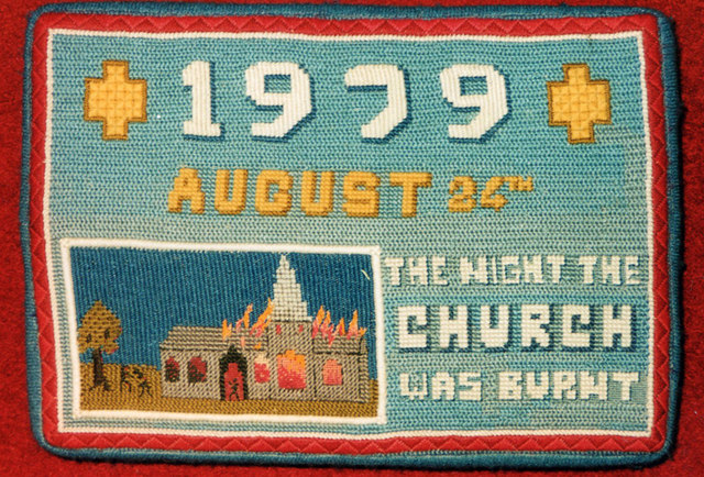 Ickleton: St Mary Magdalene - 1979 fire hassock