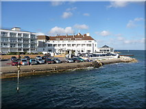 SZ0387 : Sandbanks: the Haven Hotel from the ferry by Chris Downer