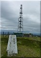 NO3739 : Trig point and mast by James Allan