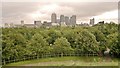 View from Stave Hill towards Canary Wharf