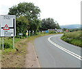 SO3409 : Llanvihangel Gobion : height restriction ahead on the road to Usk by Jaggery
