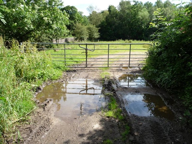 Muddy and gated field entrance