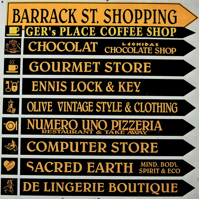 Ennis - Barrack St Shopping Sign at Lane Entrance