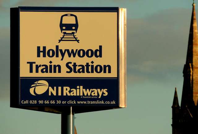 Name sign, Holywood station