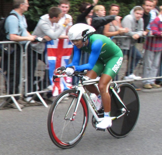 Brazilian woman in Olympic cycling time... © David Hawgood cc-by-sa/2.0 ...