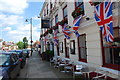 Union Flags hanging from The Angel Hotel