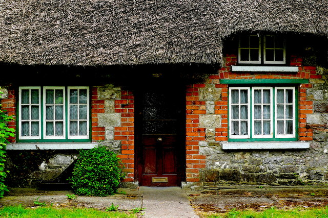 Adare - Main Street - Grey Stone, Red Brick & White Cottage Dwelling
