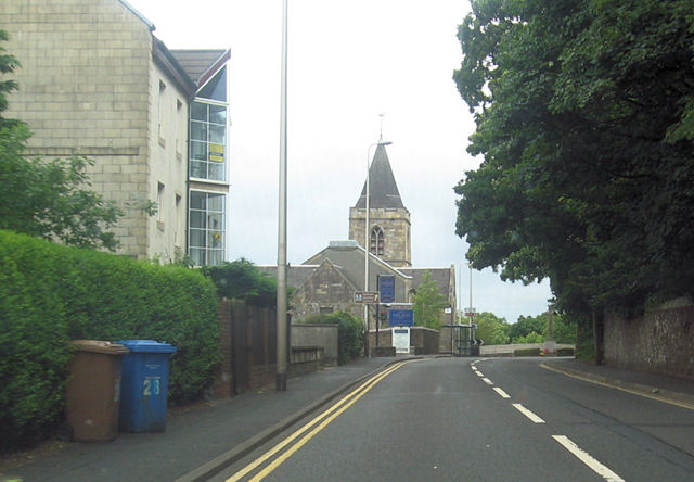 A78 approaching church at Fairlie