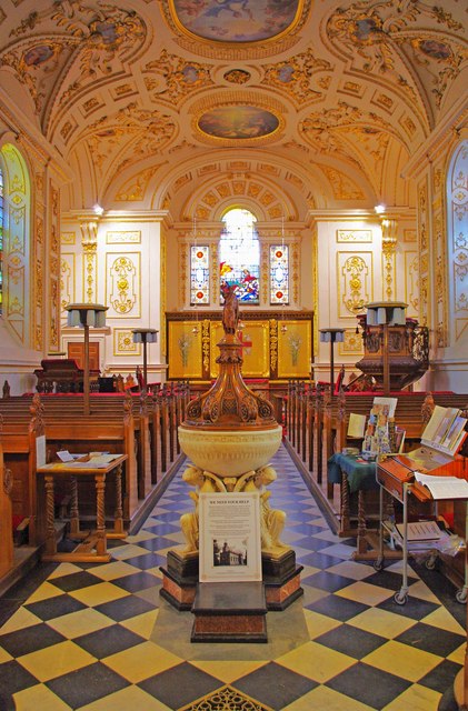 St. Michael and All Angels Church (3) - interior looking east, Great Witley