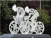 TQ1750 : Surrey Cycle Race Sculpture by Colin Smith