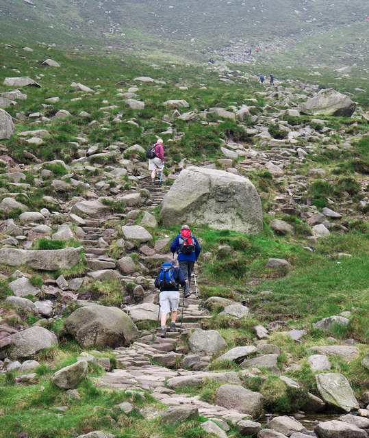 Approaching the saddle in the Mourne Mountains