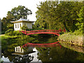 SJ9922 : Red Bridge and the Chinese House, Shugborough by David Dixon