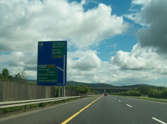 Approaching the end of the M1 at Ballynahattin