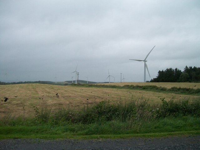 Wind turbines in hay fields