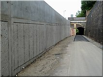 NT4936 : A new retaining wall by the former Waverley Railway Line in Galashiels by Walter Baxter