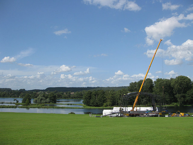 Erecting the stage for an outdoor event