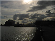 TQ4180 : Sunset over Royal Victoria Dock by David Anstiss